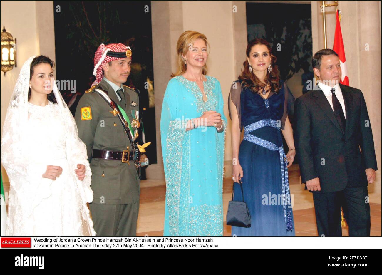 Akten - Hochzeit des jordanischen Kronprinzen Hamzah bin Al-Hussein und Prinzessin Noor Hamzah im Zahran Palast in Amman Donnerstag, 27. Mai 2004. Foto von Allan/Balkis Press/ABACAPRESS.COM Stockfoto