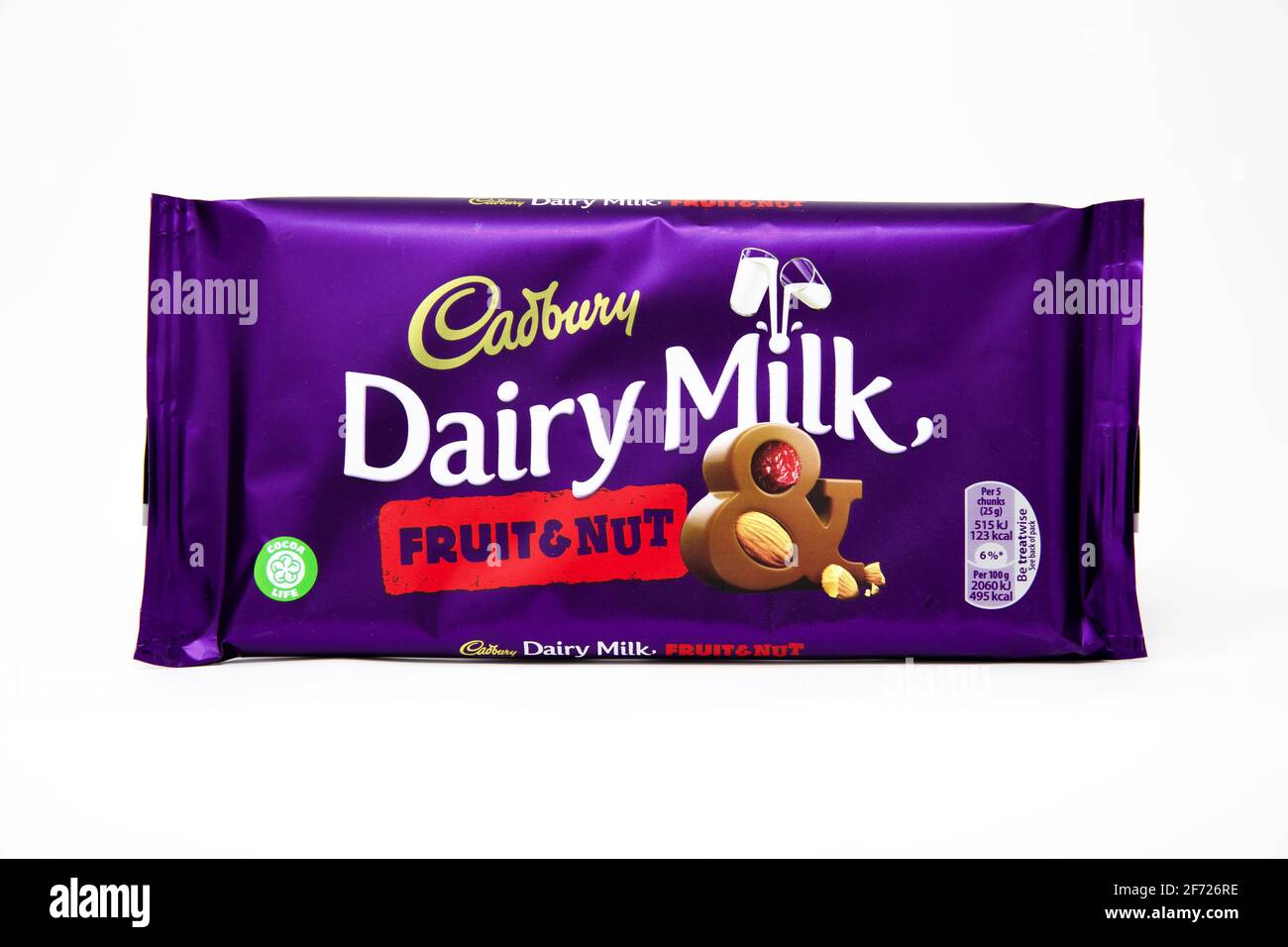 Cadbury Dairy Milk Obst- und Nuss-Schokolade Stockfoto