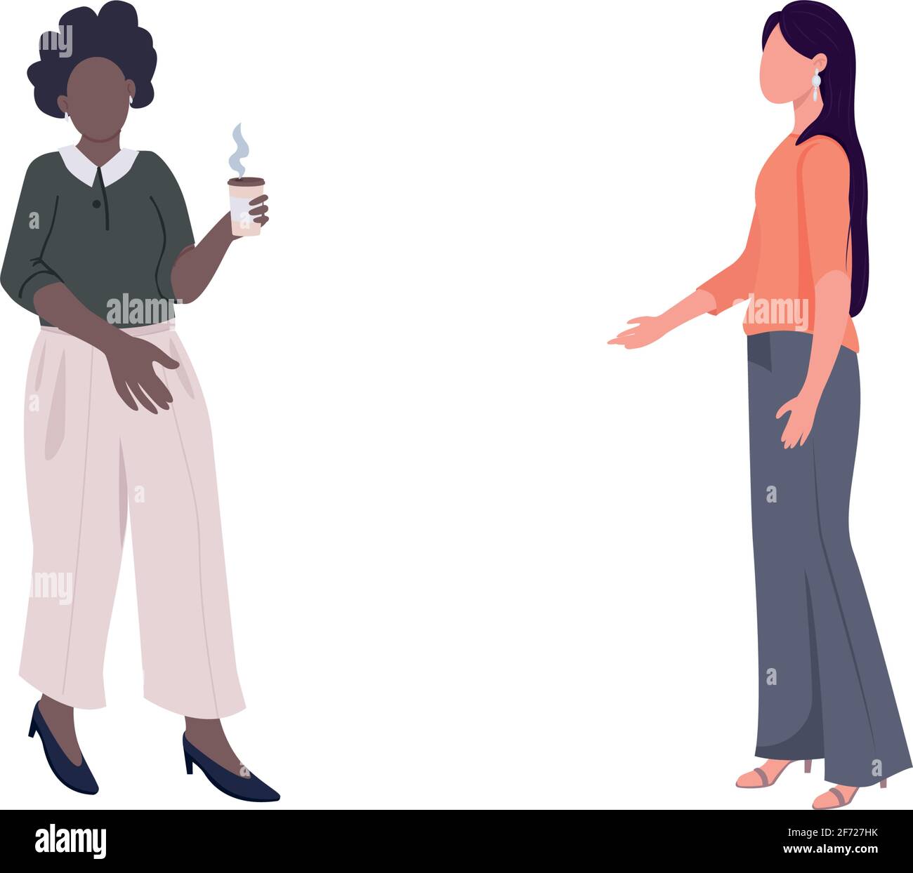 Corporate weibliche Arbeitnehmer flache Farbe Vektor gesichtslosen Zeichensatz Stock Vektor