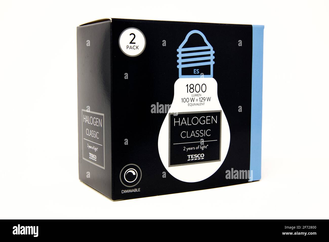 Tesco 2-Pack Halogen Classic-Glühlampen Stockfoto