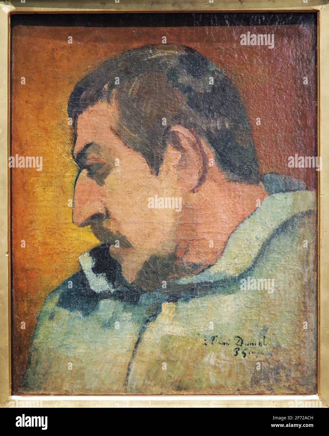 Self Portrait 1896 von Paul Gauguin 1848-1903 Selbstportrait, an seinen Freund Daniel. Stockfoto