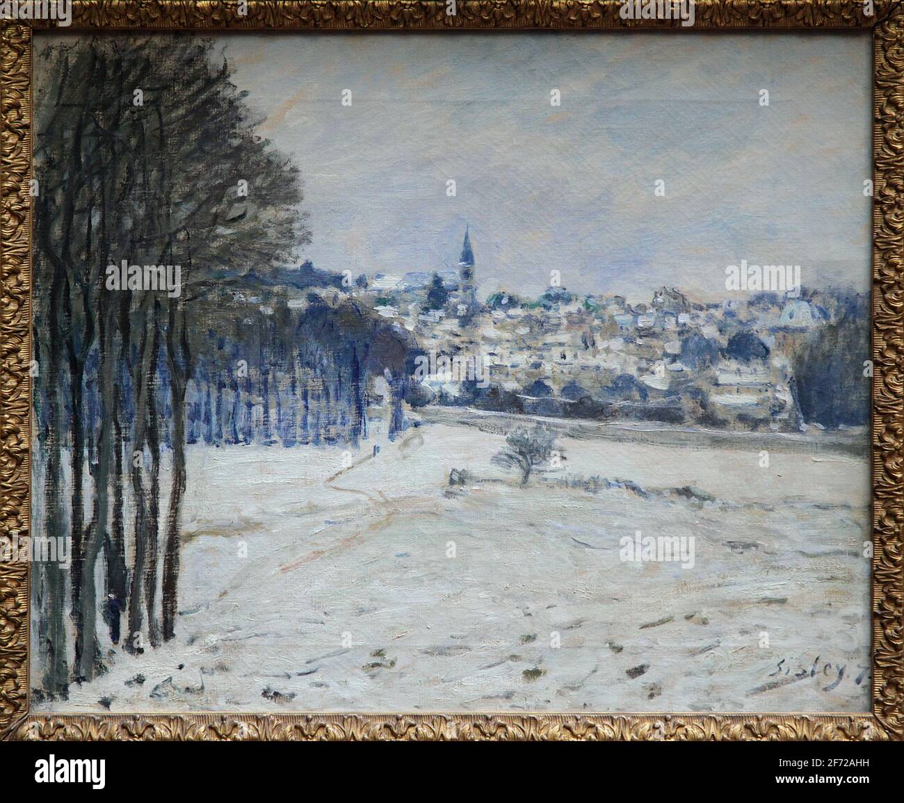 Schnee in Marly le ROI 1875 von Alfred Sisley 1839-1899.Impressionist Landschaftsmaler in Frankreich geboren, aber mit einer britischen Staatsbürgerschaft. Stockfoto