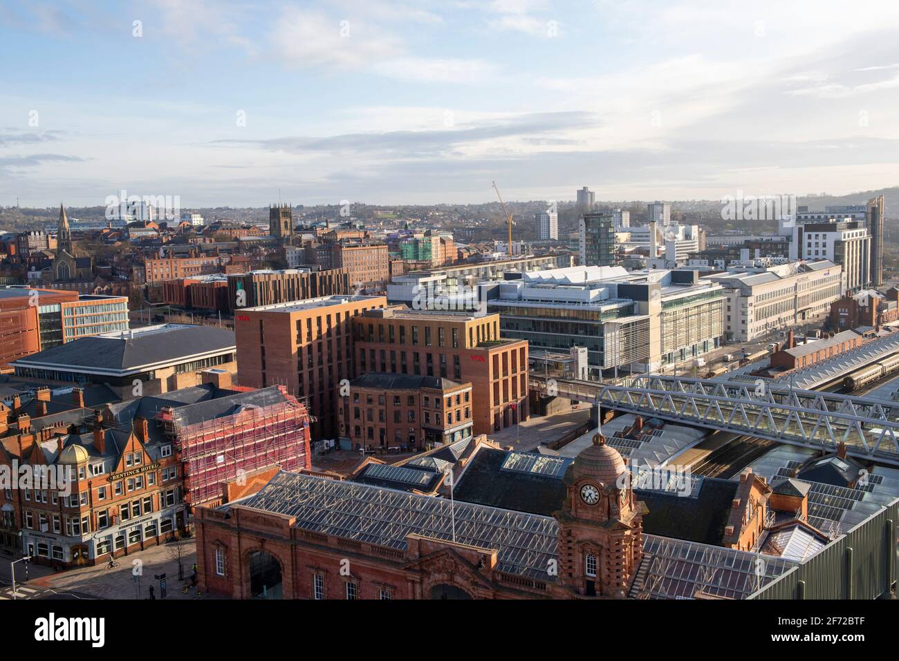 Nottingham City, vom Dach des Gebäudes am Unity Square aus gesehen. Nottinghamshire, England, Großbritannien Stockfoto