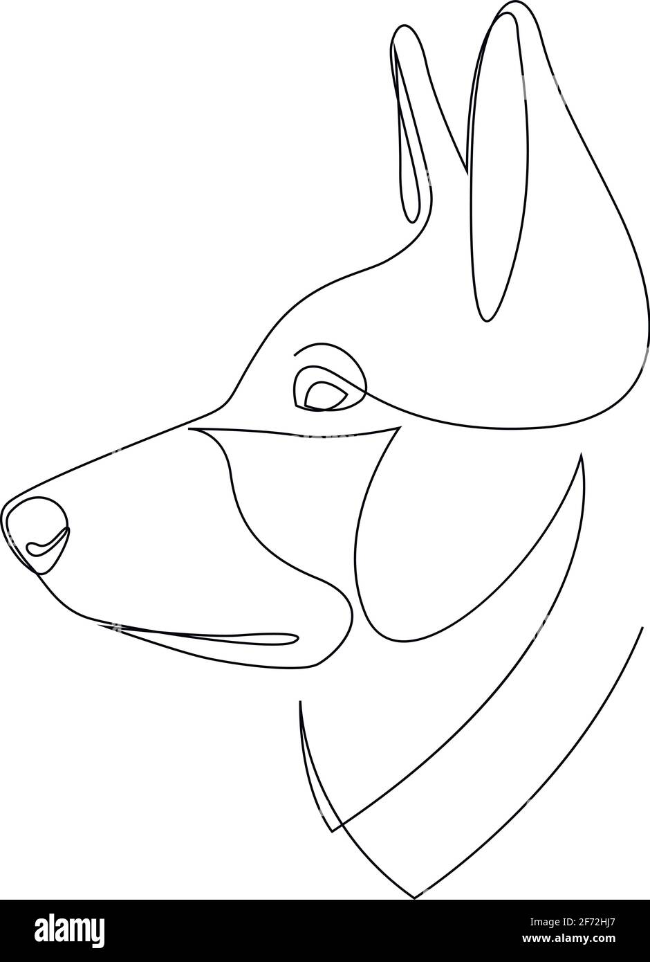 Hundeportrait im Stil der kontinuierlichen Linienkunst. Deutscher Schäferkopf schwarz lineare Skizze isoliert auf weißem Hintergrund. Vektorgrafik Stock Vektor