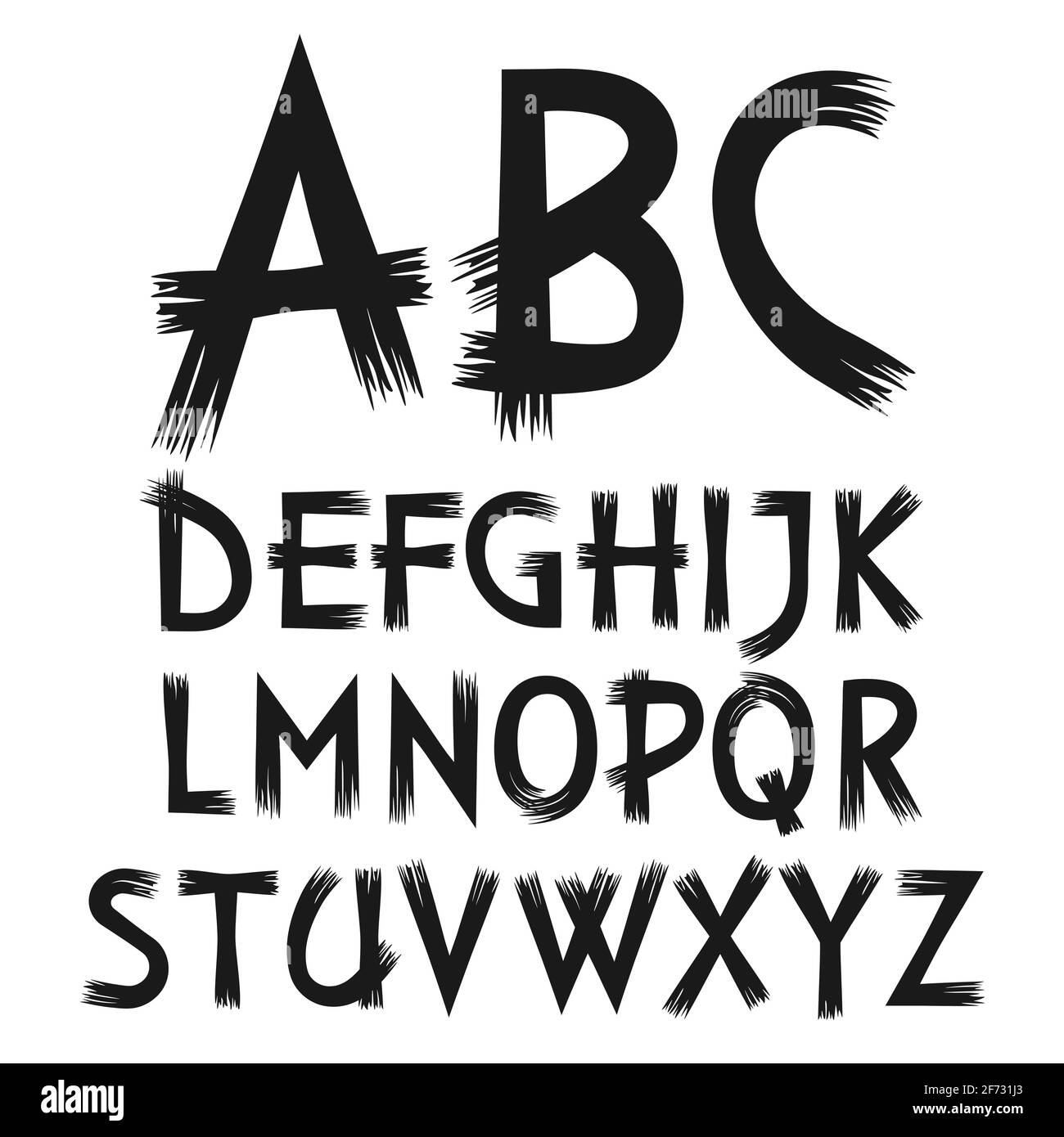 Vektor-Alphabet der Buchstaben gezeichnet malen. Isolierte Objekte auf weißem Hintergrund. Stock Vektor