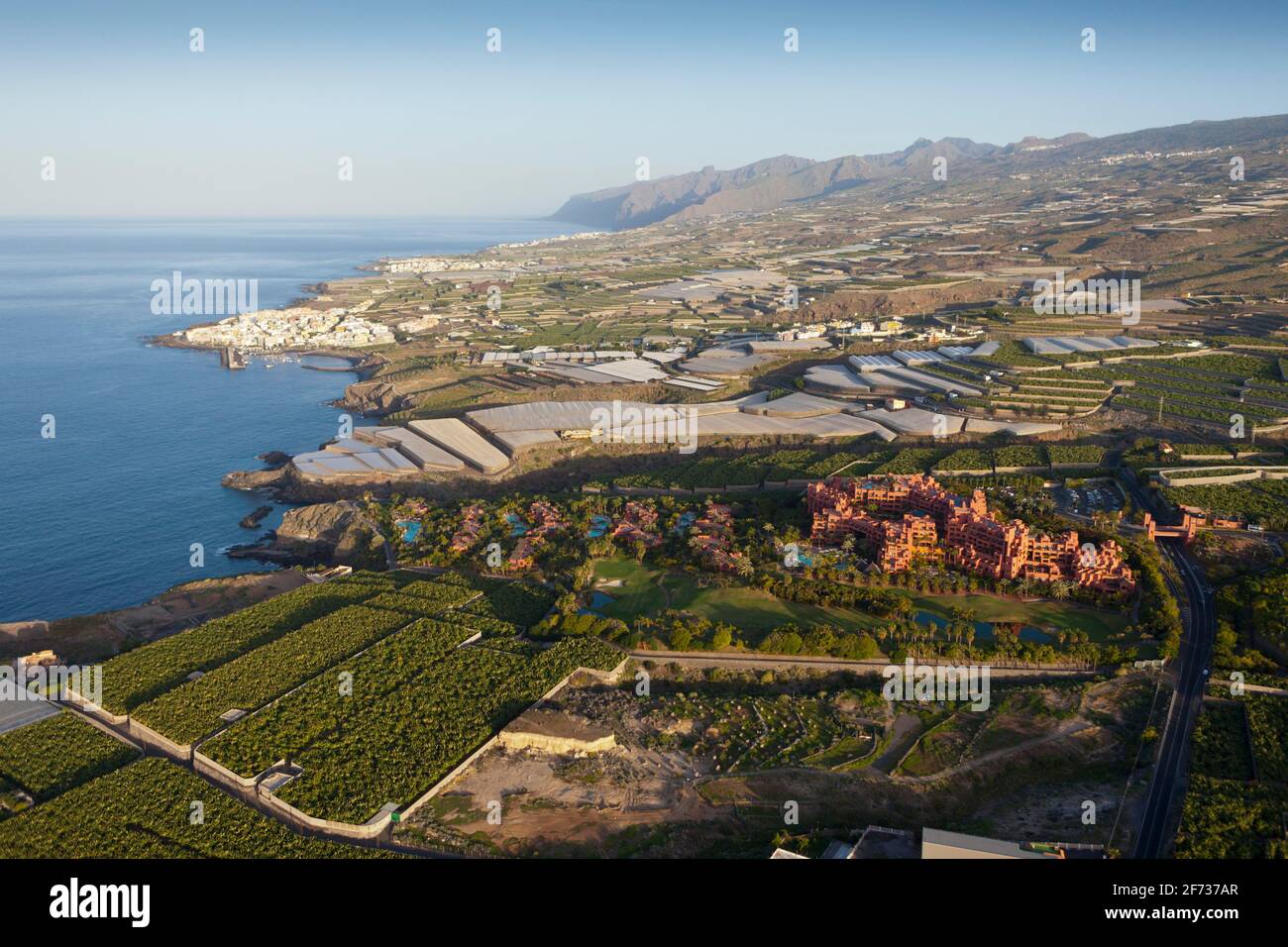 Hotelanlagen und Plantagen im Südwesten von Teneriffa, Teneriffa, Kanarische Inseln, Spanien Stockfoto