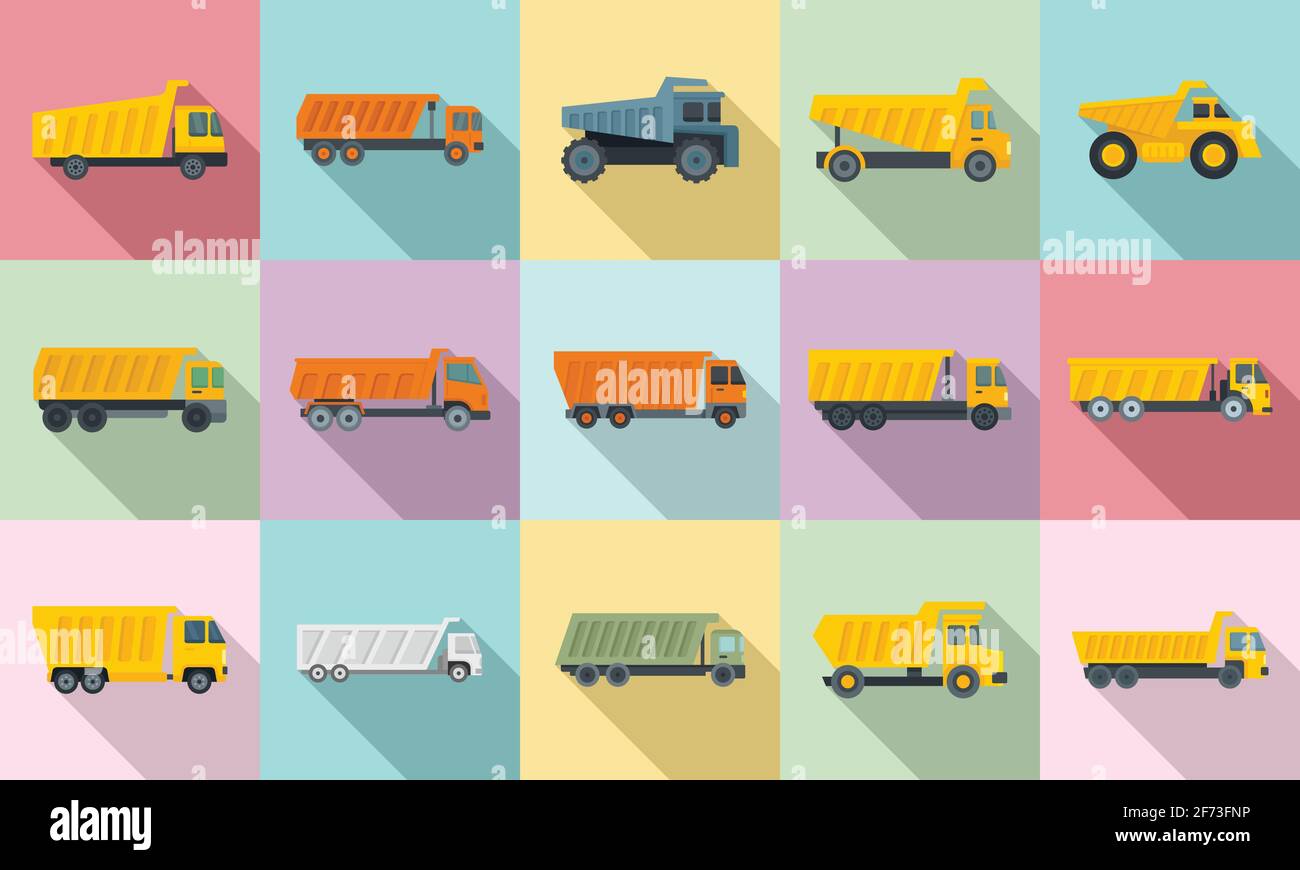 Kipper Symbole gesetzt, flach Stil Stock Vektor