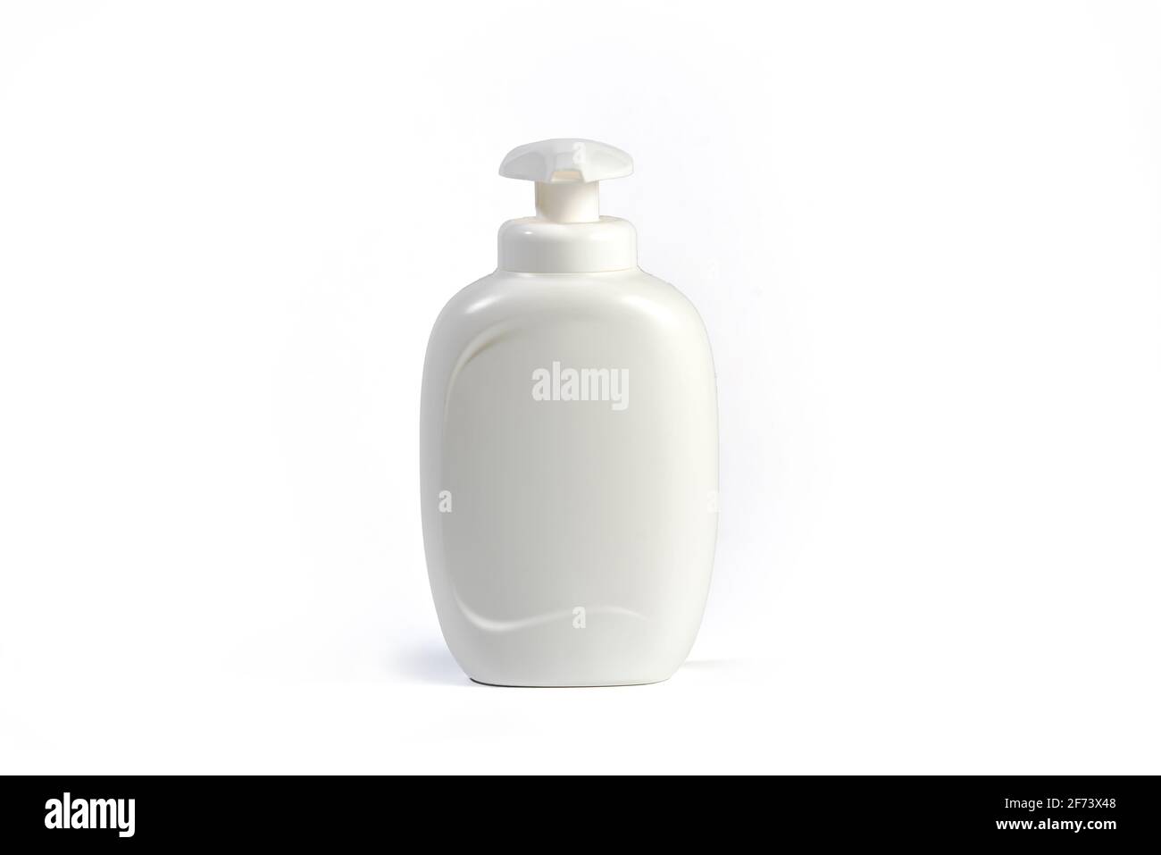 Plastikflasche mit Flüssigseife, isoliert auf weißem Hintergrund Stockfoto