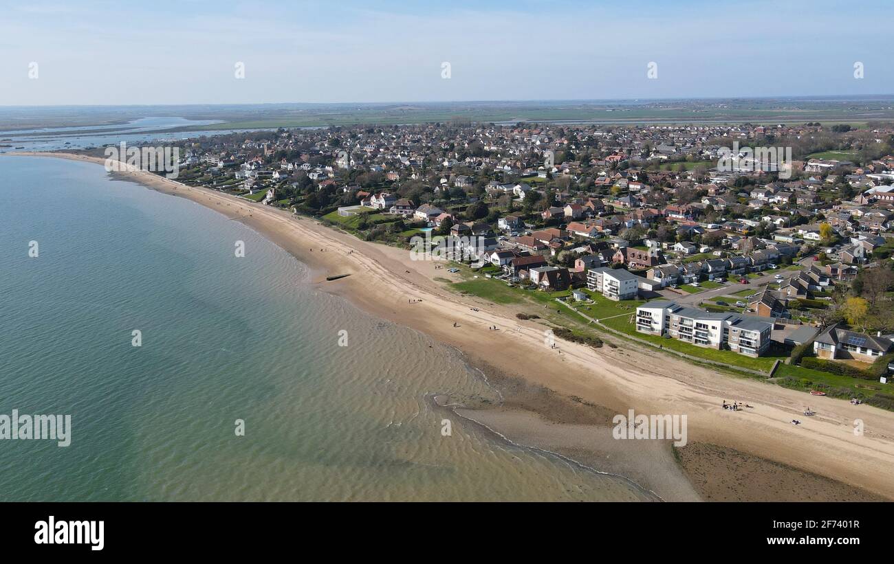 West Mersea Essex Strand und Stadt Luftbild Stockfoto