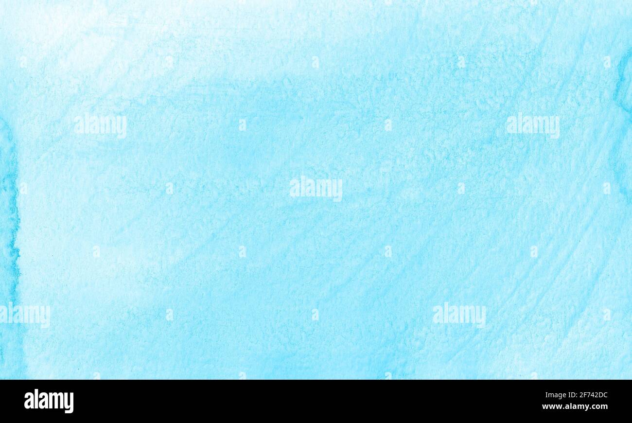 Abstrakter blauer Aquarellhintergrund. Handbemalt auf strukturiertem Papier. Stockfoto