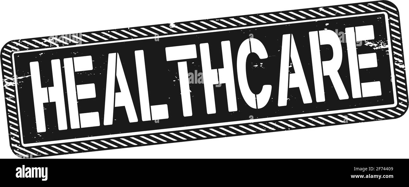Orange Helathcare Medicare Universal Healthcare Campaign stamp flaches Vektoretikett Für Printmedien und Websites Stock Vektor