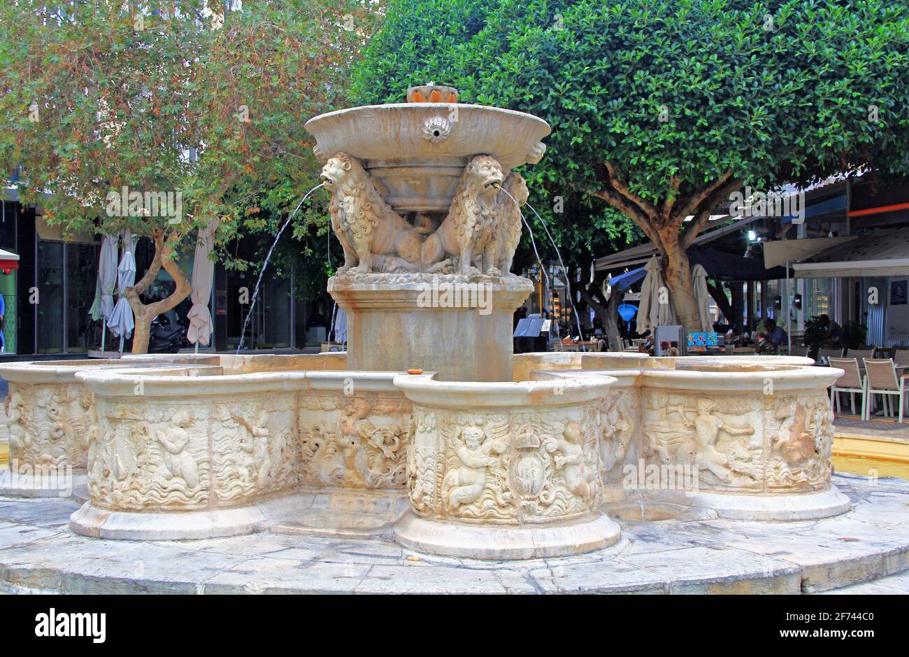 Verzierte Löwenbrunnen in Heraklion, Griechenland Stockfoto