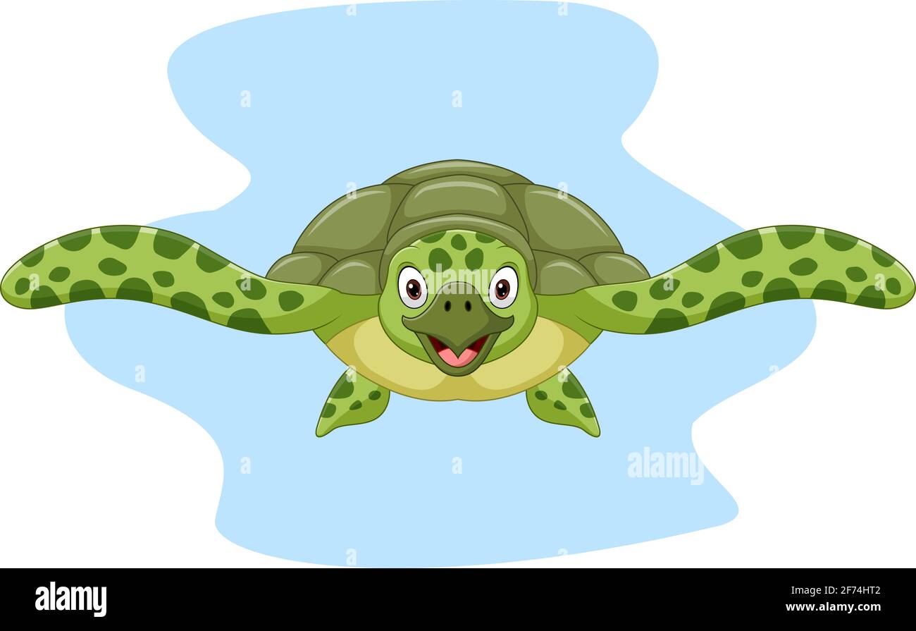 Cartoon-Meeresschildkröten Schwimmen im Meer Stock Vektor