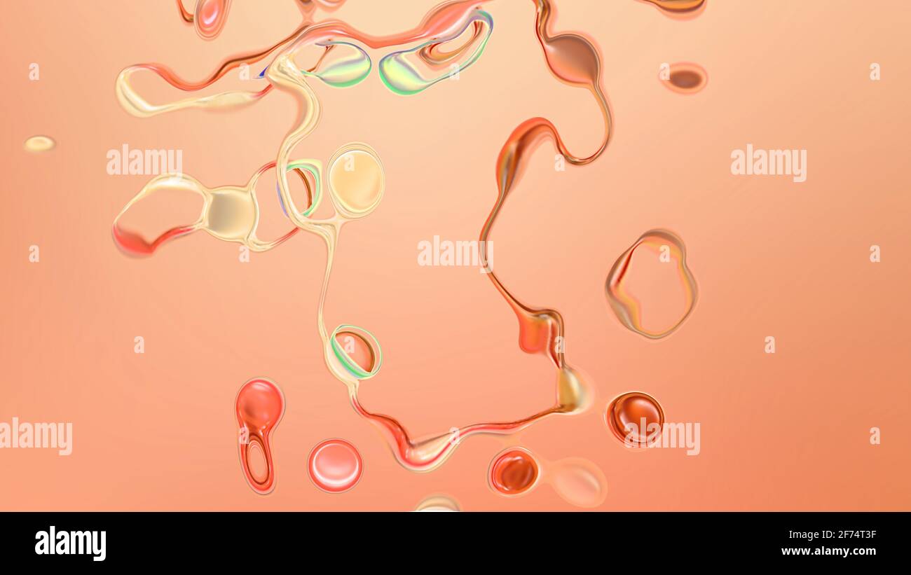Abstrakt orange Hintergrund mit bunten Blasen. 3d-Bild, 3d-Rendering Stockfoto