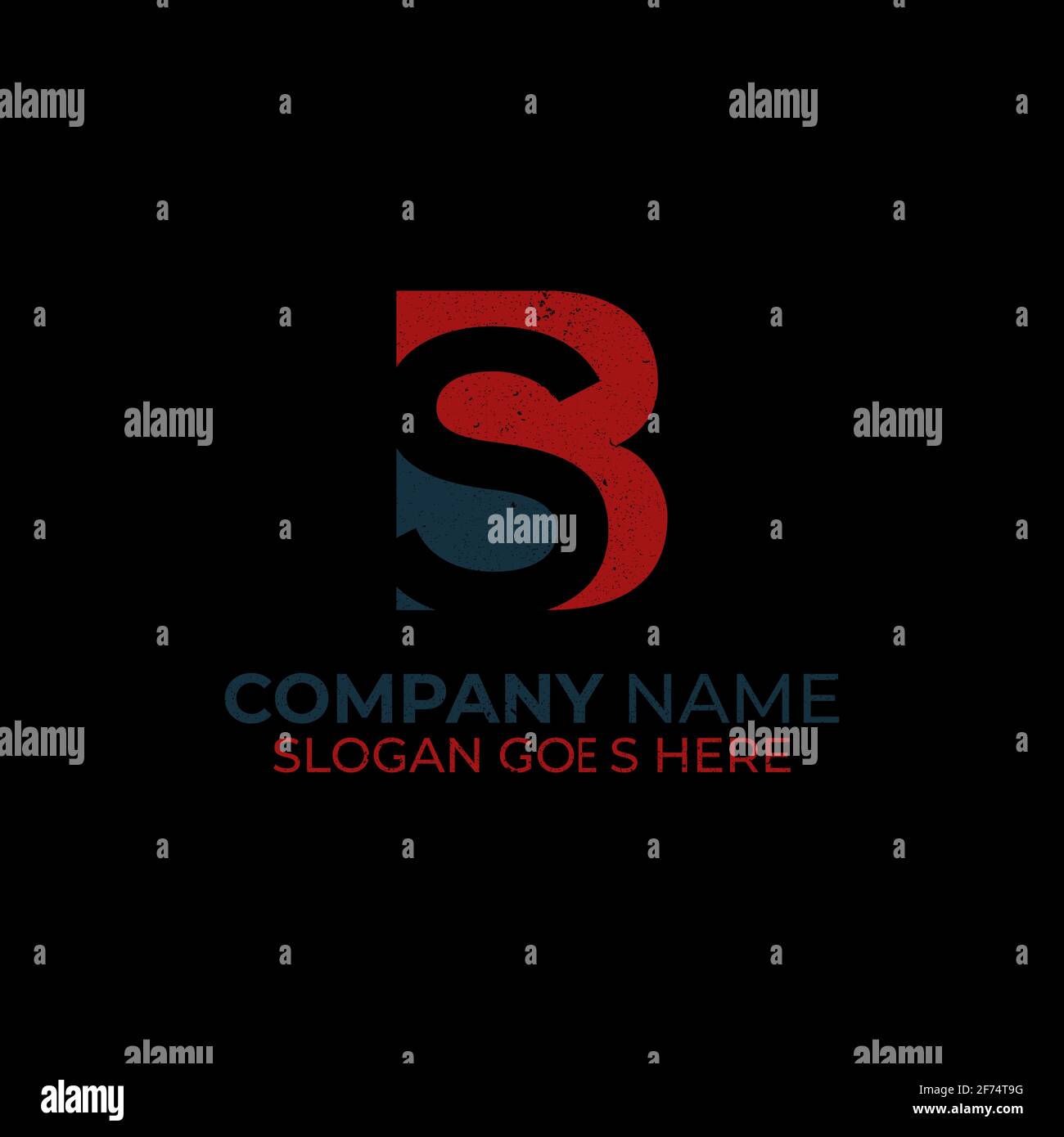 BS Buchstabenname Logo Designs mit Grunge Stil, SB Buchstabenname vintage Logo Design Vorlage Stock Vektor