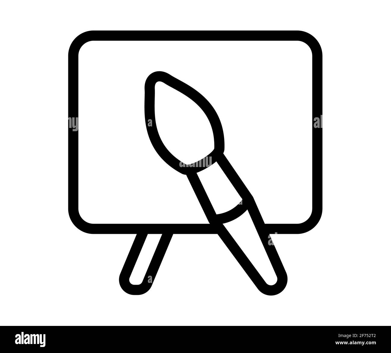 pinsel auf leinwand, das einzelne isolierte Symbol mit einem Vektor für den Umriss zeichnet Abbildung Stockfoto