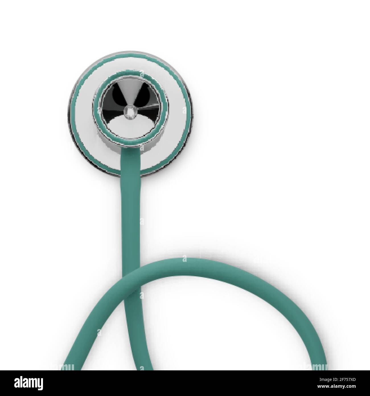 3D-Darstellung des Stethoskops. Medizinisches Werkzeug zur Diagnose und Behandlung von Krankheiten. Vektor Stock Vektor