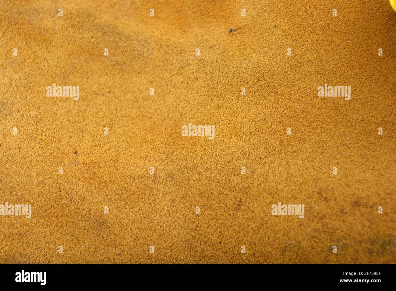 Brauner Hintergrund aus echtem Leder, natürliches Wildleder. Stockfoto