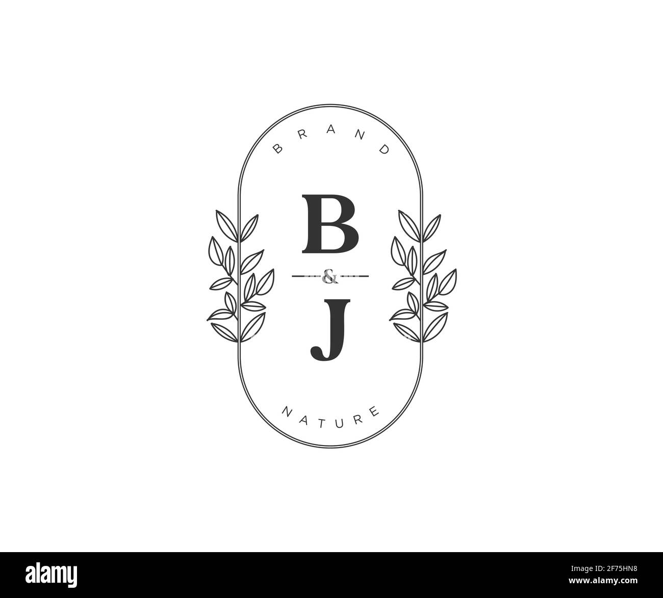 BJ Buchstaben schöne florale feminine editierbare vorgefertigte Monoline Logo geeignet für Spa Salon Haut Haar Schönheit Boutique und Kosmetik Unternehmen. Stock Vektor