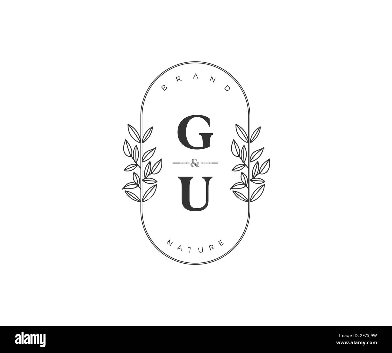 GUG Buchstaben schöne florale feminine bearbeitbare vorgefertigte Monoline Logo geeignet für Spa Salon Haut Haar Beauty-Boutique und Kosmetik-Unternehmen. Stock Vektor