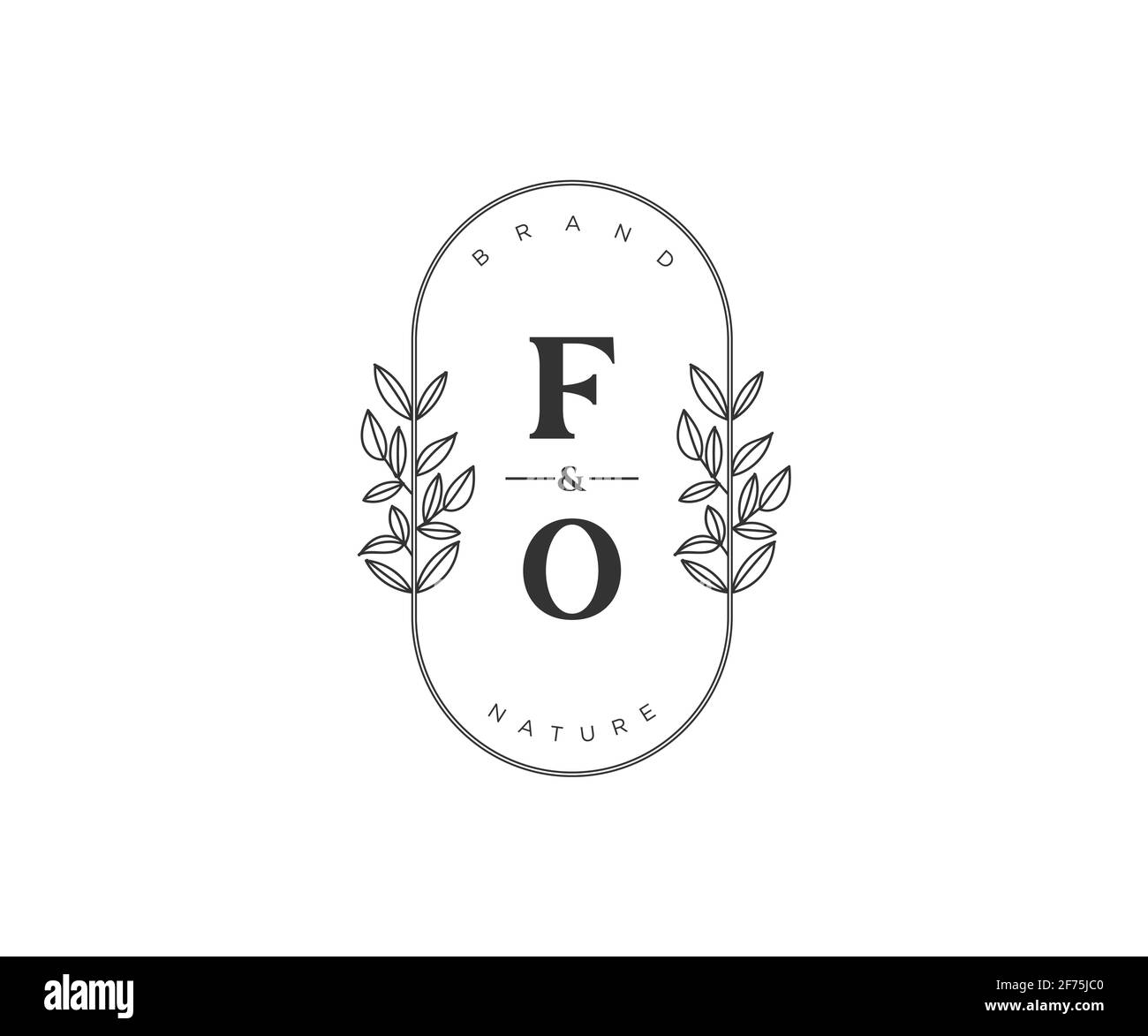 FO Buchstaben schöne florale feminine editierbare vorgefertigte monoline Logo geeignet für Spa Salon Haut Haar Schönheit Boutique und Kosmetik Unternehmen. Stock Vektor