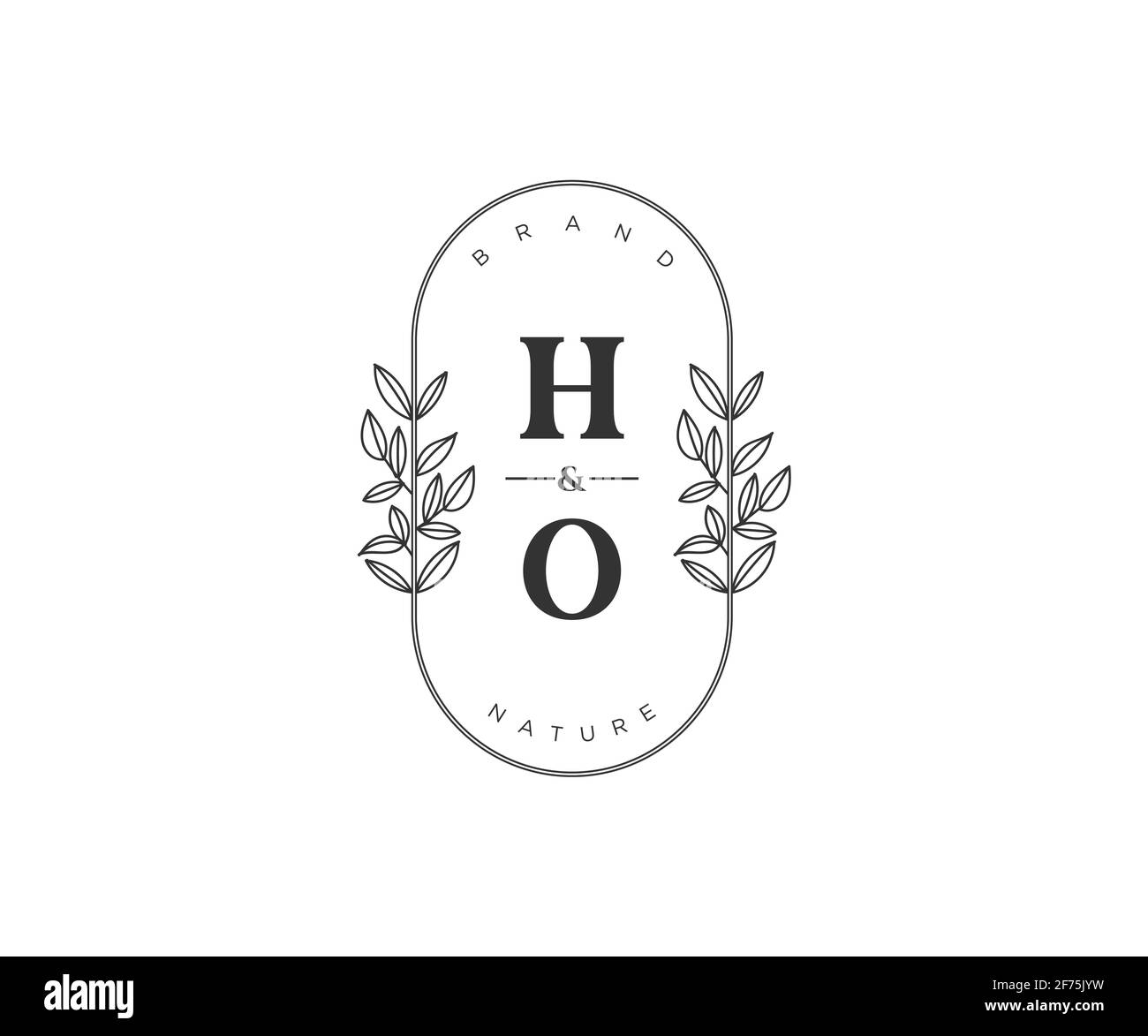 HO Buchstaben schöne floral feminin editierbar vorgefertigten Monoline Logo geeignet für Spa Salon Haut Haar Schönheit Boutique und Kosmetik Unternehmen. Stock Vektor