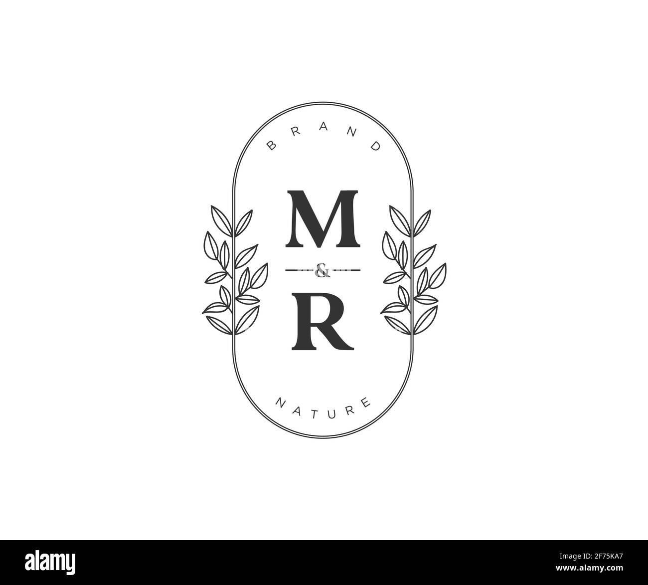 MR Buchstaben schöne florale feminine editierbare vorgefertigte Monoline Logo geeignet für Spa Salon Haut Haar Schönheit Boutique und Kosmetik Unternehmen. Stock Vektor