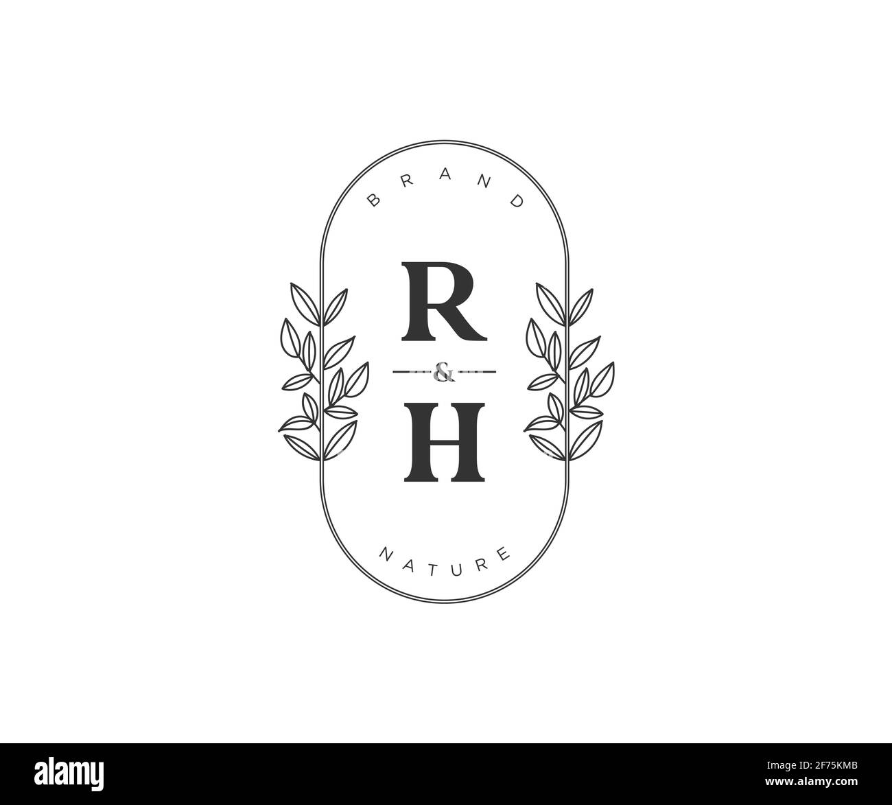 RH Buchstaben schöne florale feminine editierbare vorgefertigte Monoline Logo geeignet für Spa Salon Haut Haar Schönheit Boutique und Kosmetik Unternehmen. Stock Vektor