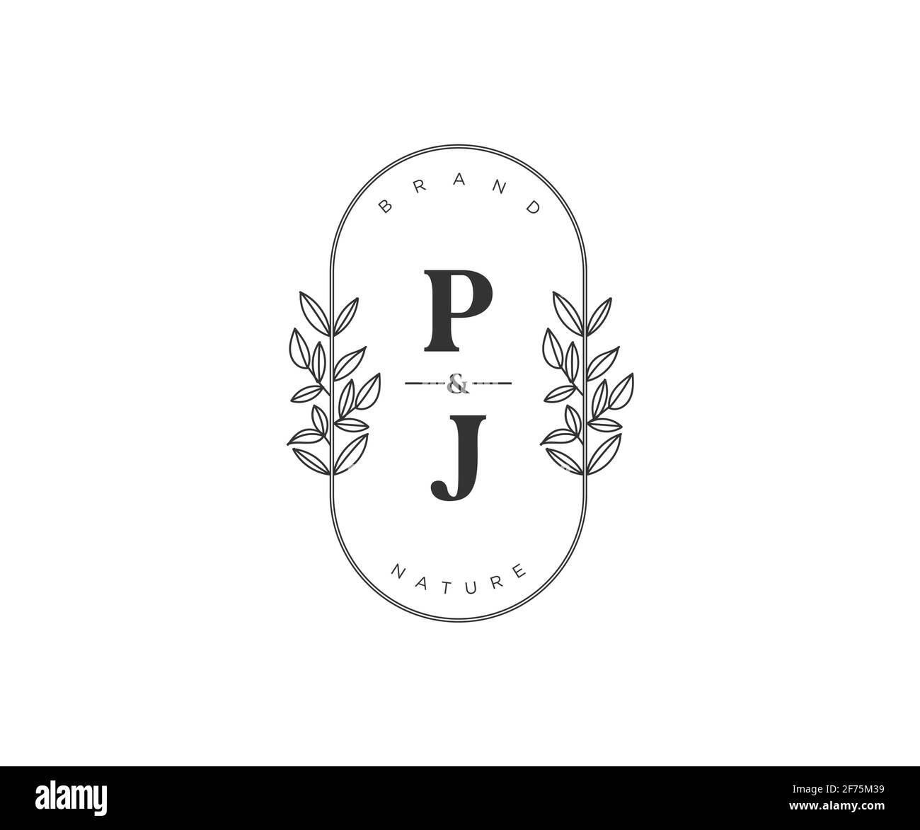 PJ Buchstaben schöne florale feminine editierbare vorgefertigte Monoline Logo geeignet für Spa Salon Haut Haar Schönheit Boutique und Kosmetik Unternehmen. Stock Vektor