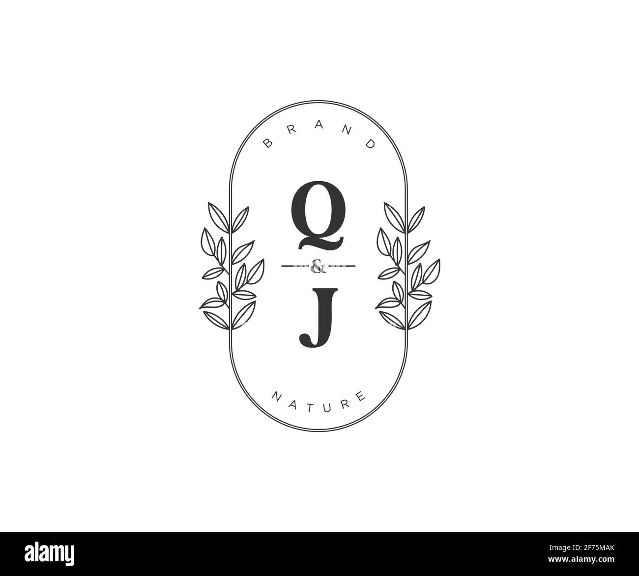 QJ Buchstaben schöne florale feminine editierbare vorgefertigte Monoline Logo geeignet für Spa Salon Haut Haar Schönheit Boutique und Kosmetik Unternehmen. Stock Vektor