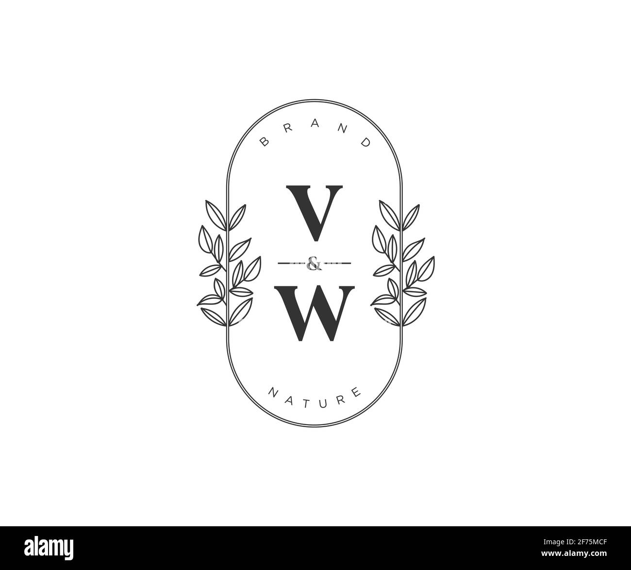 VW Buchstaben schöne floral feminin editierbar vorgefertigten Monoline Logo geeignet für Spa Salon Haut Haar Schönheit Boutique und Kosmetik Unternehmen. Stock Vektor