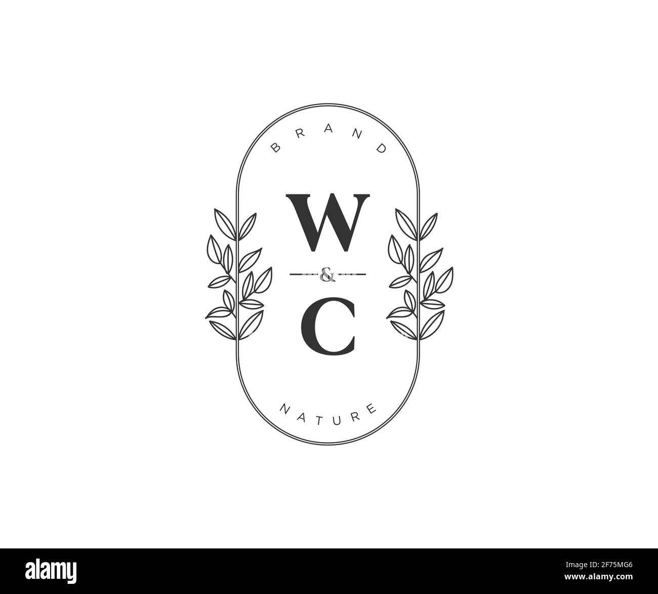WC Buchstaben schöne floral feminin editierbar vorgefertigten Monoline Logo geeignet für Spa Salon Haut Haar Schönheit Boutique und Kosmetik Unternehmen. Stock Vektor