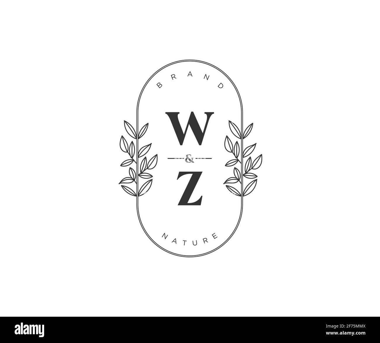 WZ Buchstaben schöne florale feminine editierbare vorgefertigte Monoline Logo geeignet für Spa Salon Haut Haar Schönheit Boutique und Kosmetik Unternehmen. Stock Vektor