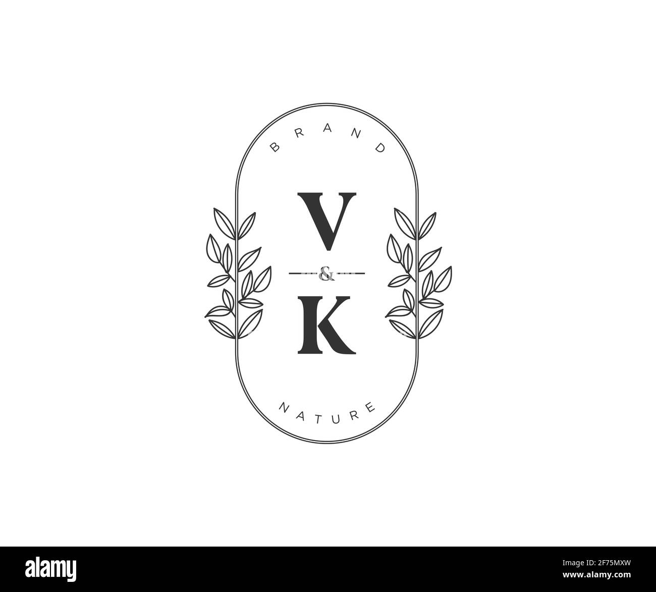 VK Buchstaben schöne florale feminine editierbare vorgefertigte Monoline Logo geeignet für Spa Salon Haut Haar Schönheit Boutique und Kosmetik Unternehmen. Stock Vektor