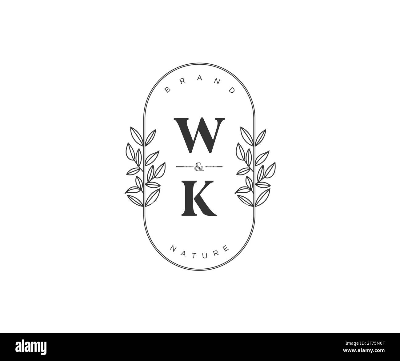WK Buchstaben schöne florale feminine editierbare vorgefertigte Monoline Logo geeignet für Spa Salon Haut Haar Schönheit Boutique und Kosmetik Unternehmen. Stock Vektor