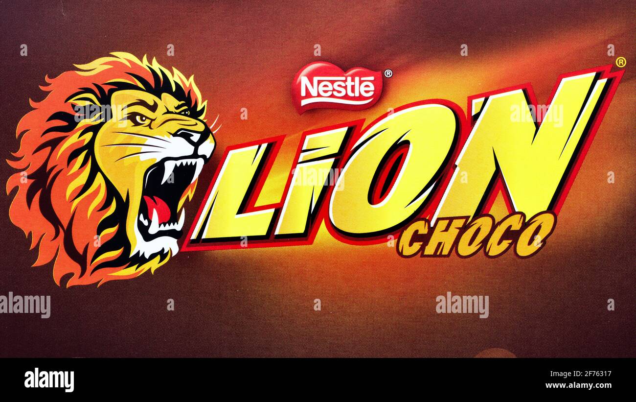 Nestle Lion Schokoladenei Stockfoto