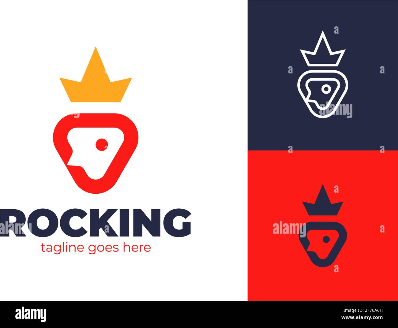 King Rocket-Logo. Einfache Rakete und König Krone Vektor Logo Icon Design. Stock Vektor
