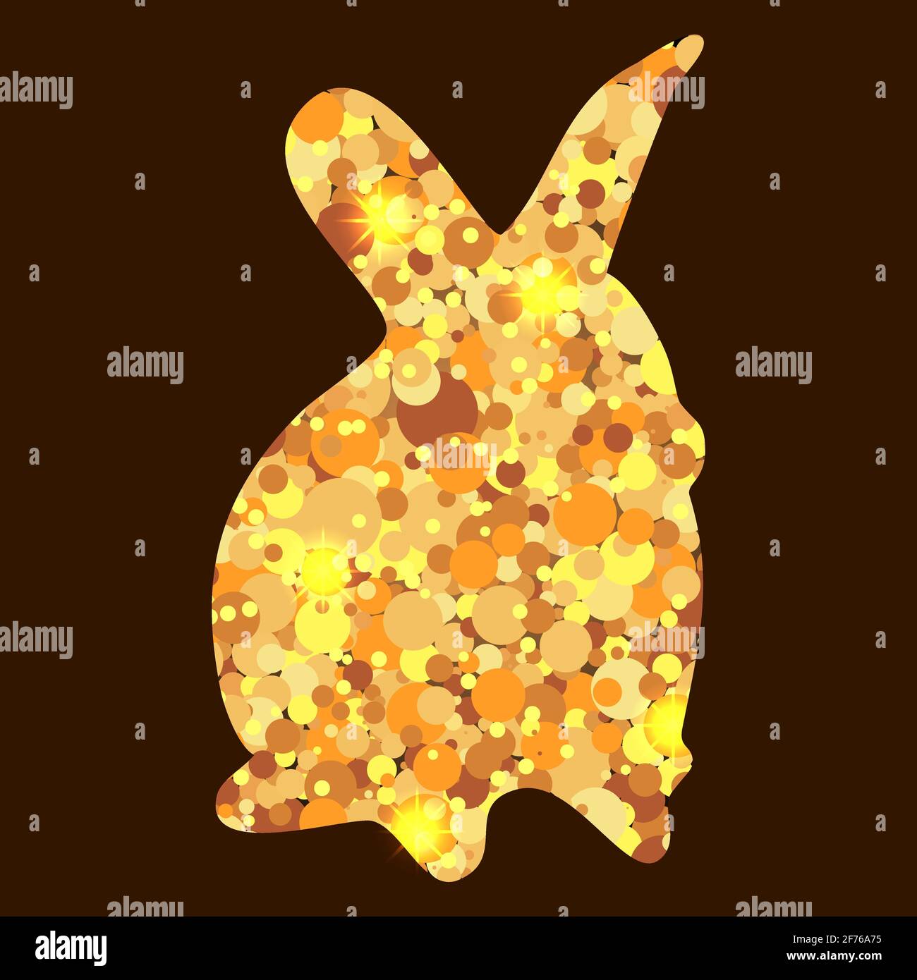 Goldenes Hasen-Silhouette-Design mit Glitzer. Bunny flach Glanz Vektor Gold innerhalb Figur auf dunklem Hintergrund. Ostersymbol. EPS 10 Stock Vektor