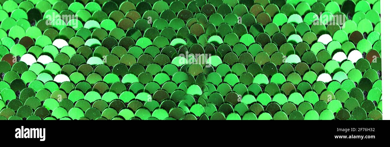 Pailletten grün glänzend background.sequin Muster.Texturskalen mit Pailletten Nahaufnahme.Skalen Hintergrund.glänzend Material .schillernde Qualität.funkelnd Stockfoto