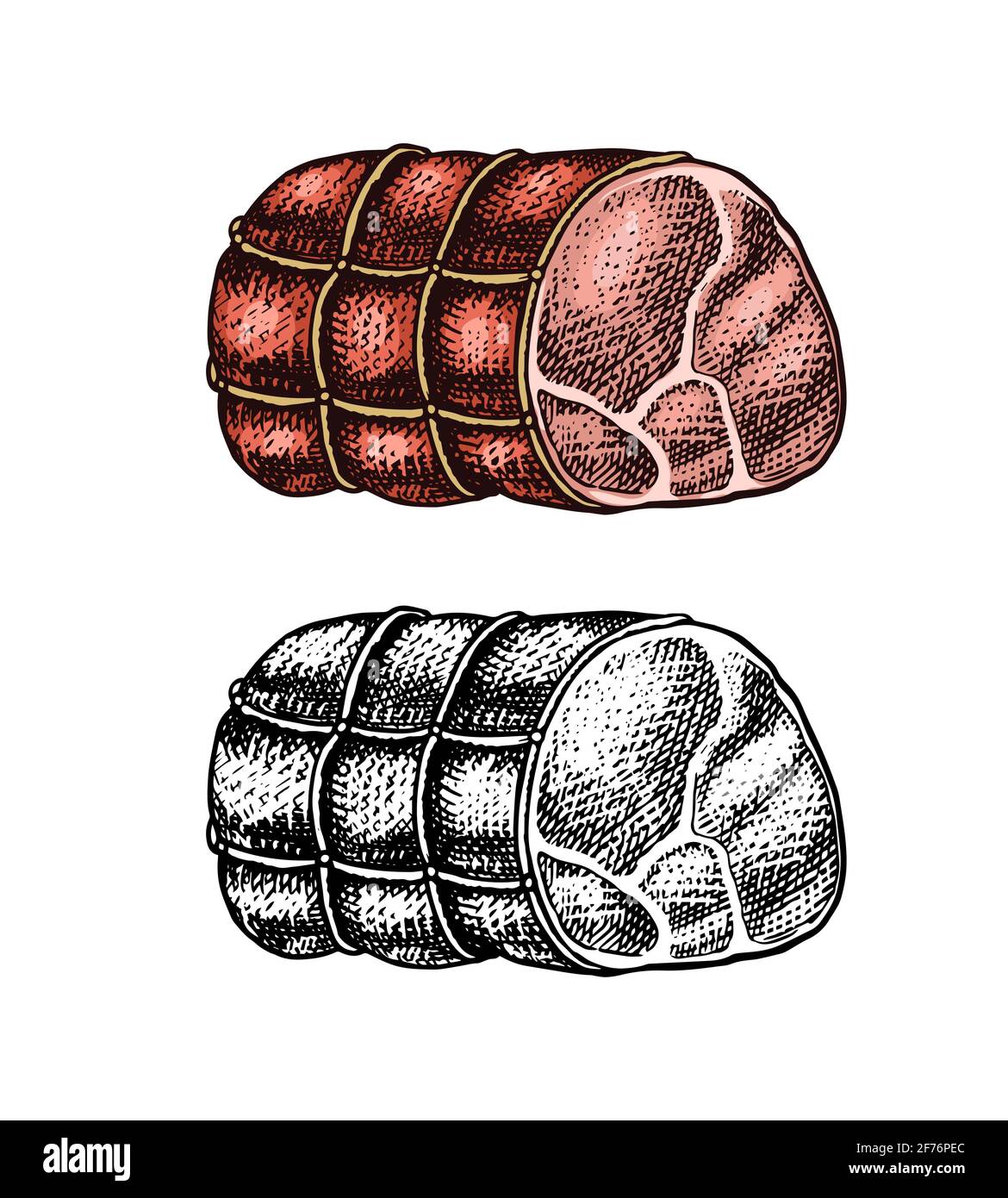 Gegrilltes Fleisch, Schwein oder Rind Hackbraten. Essen im Vintage ...
