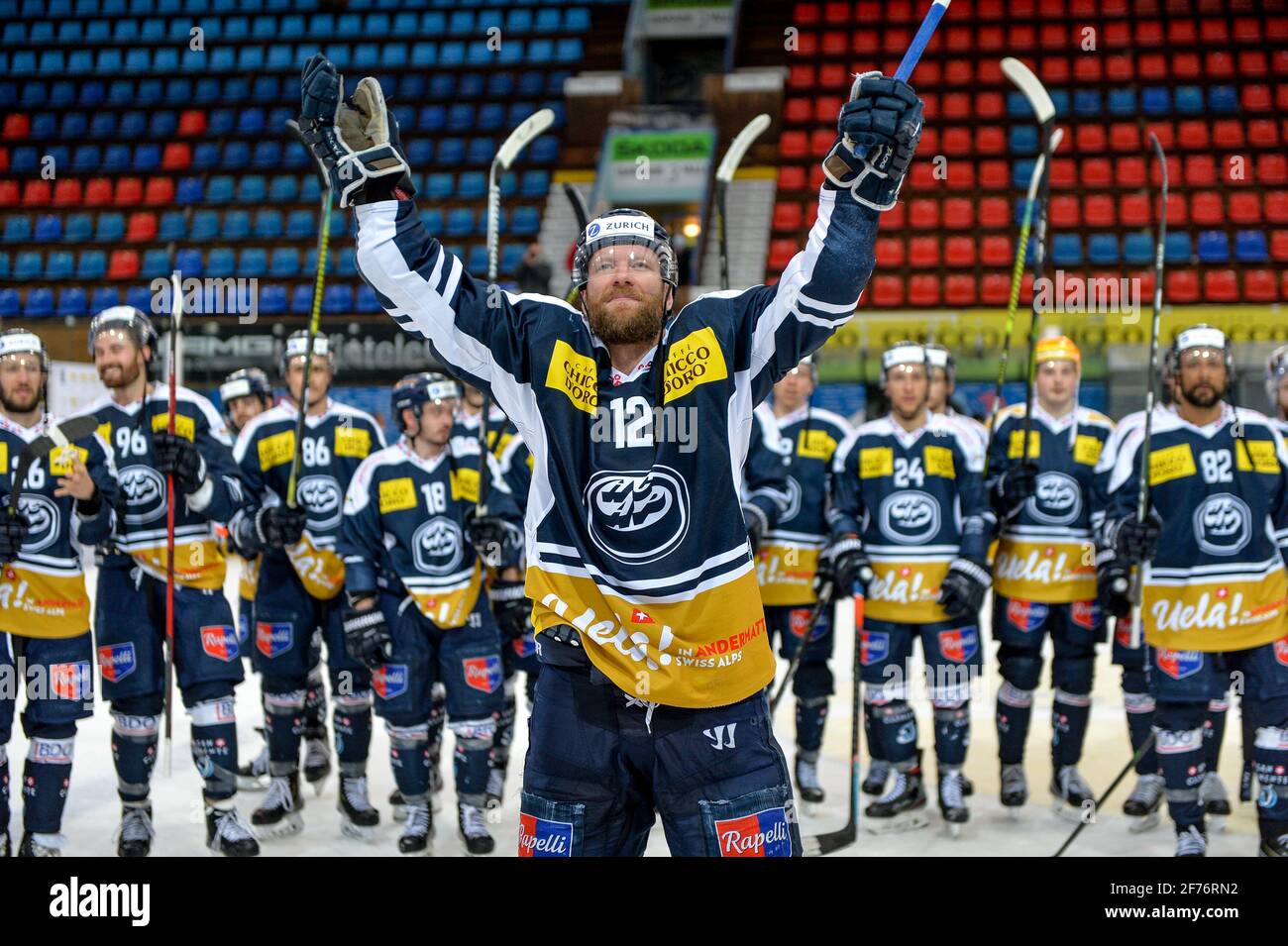 05.04.2021, Ambri, Stadio Valascia, Liga: HC Ambri-Piotta - Fribourg-Gotteron, #12 Jiri Novotny (Ambri) (Schweiz/Kroatien OUT) Stockfoto