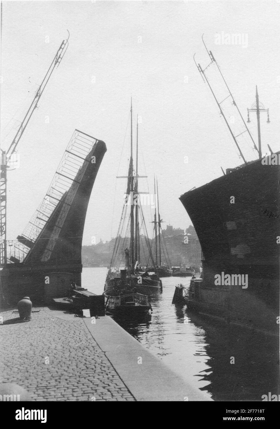 Slussen 1920 in Stockholm. Stockfoto