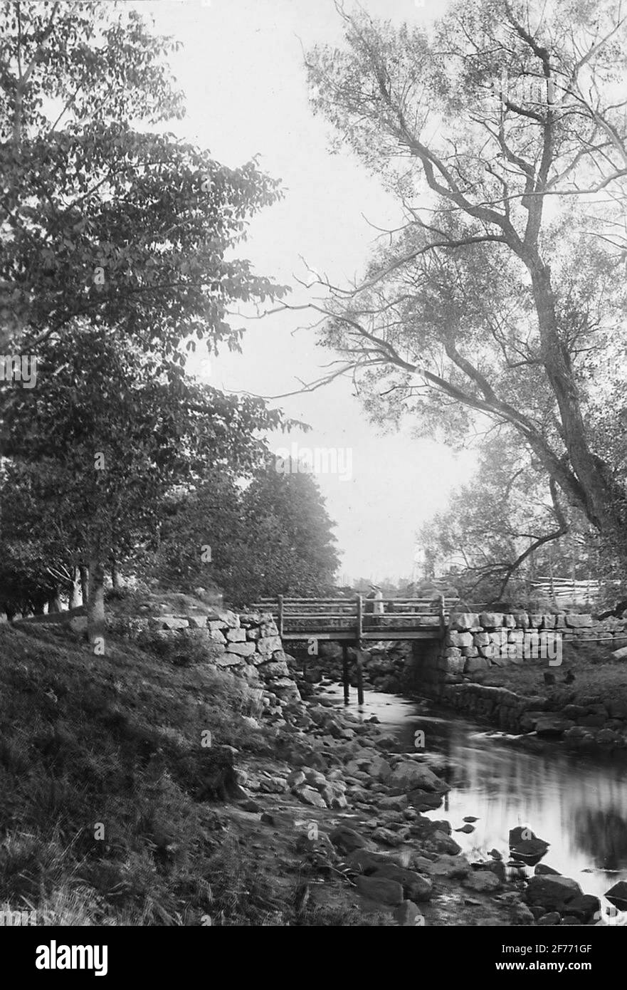 Raserod-Schleuse im alten Helmkanal, Säters Gemeinde. Stockfoto