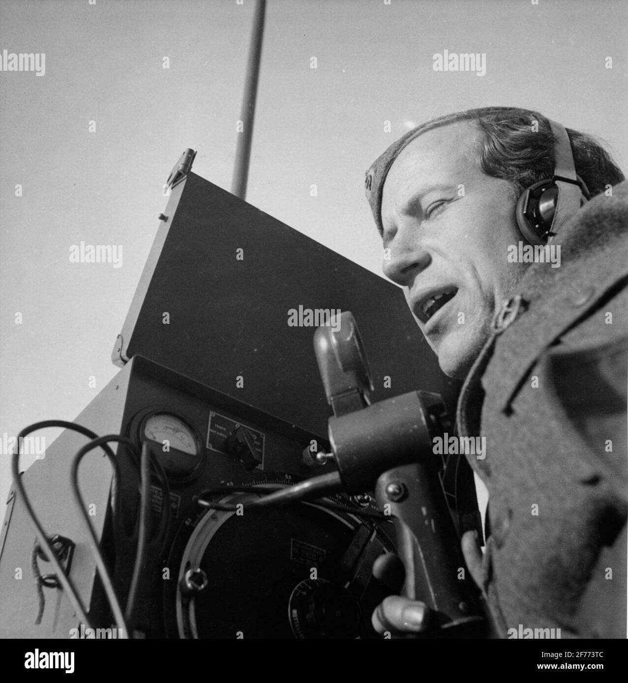 Radio-Lautsprecher, Värmland im Februar 1941. Das Foto wurde 1941 beim Tefas-Preiswettbewerb eingereicht. Stockfoto