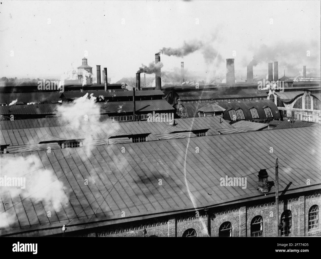 Blick auf Brian Eisenwerk. Ingenieur O. Larsson war von 1893 bis 1895 Assistenzingenieur in der Gießerei. Es waren dann 10,000 Arbeiter. Stockfoto