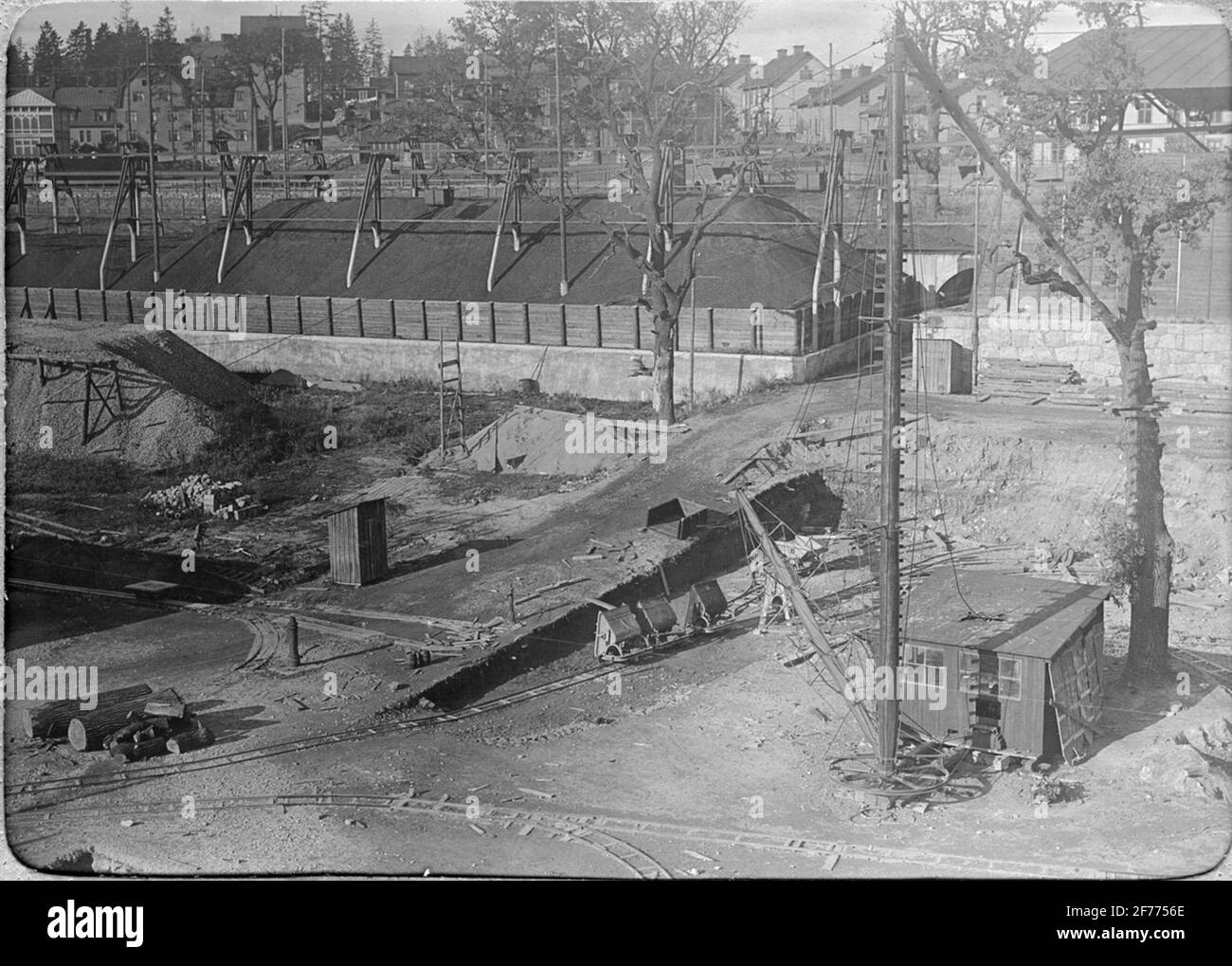 Bau der Stockholmer Elektrizitätsagentur in Värtan 15. Oktober 1911. Stockfoto