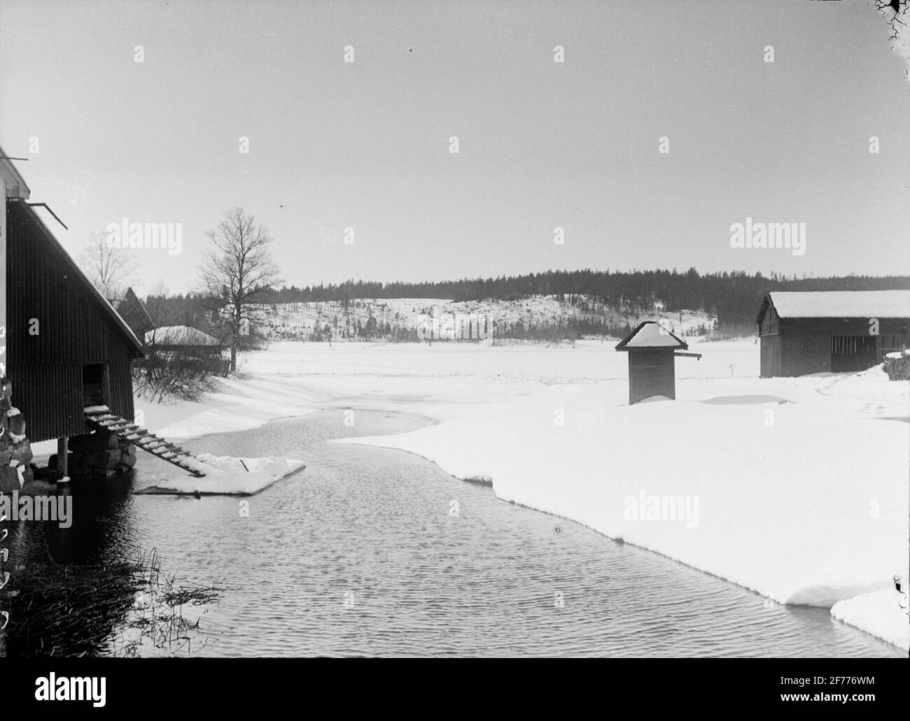 Eisbeschichtung an der Klappkabine. Stockfoto
