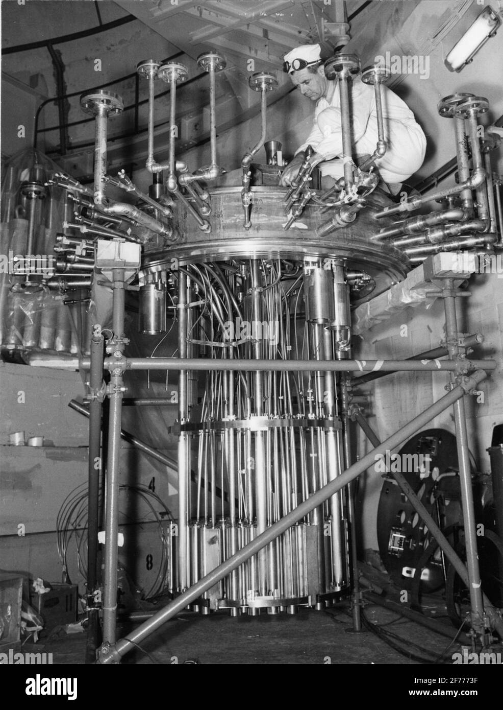 Der belgische Reaktor B.R. 3 Vulcain wurde wieder aufgebaut. Die Innenteile wurden entfernt und durch den neuen Kern ersetzt. Stockfoto