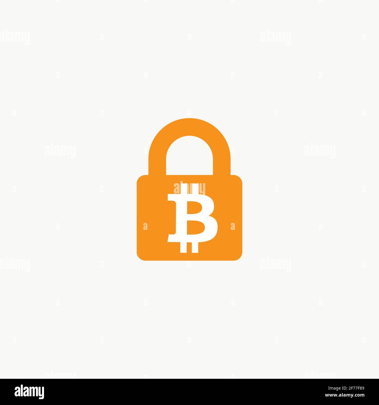 Bitcoin sperren. Vektorkonzept für Computerhacker und -Software. Kriminelles Hacking, Datendiebstahl und Erpressungssymbol. Digitales Bitcoin-Währungszeichen. Stock Vektor