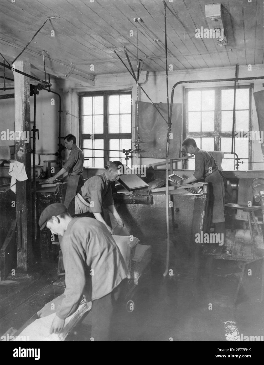J. H. Munktell's Papierfabrik ab. Innenraum aus der Handpapierfabrik. Stockfoto